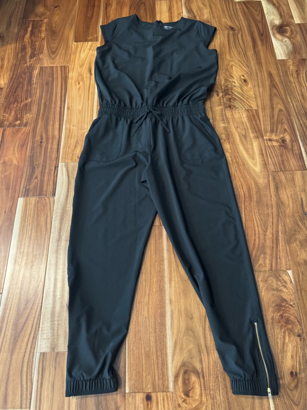 Albion Black Women's cap sleeve Drawstring Jumpsuit M
